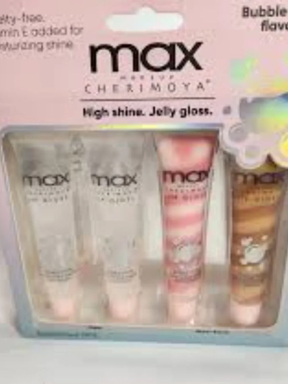 NWT- 4PK Cherimoya Bubble Gum Lipgloss•High Shine (Clear & Sheet Swirls)